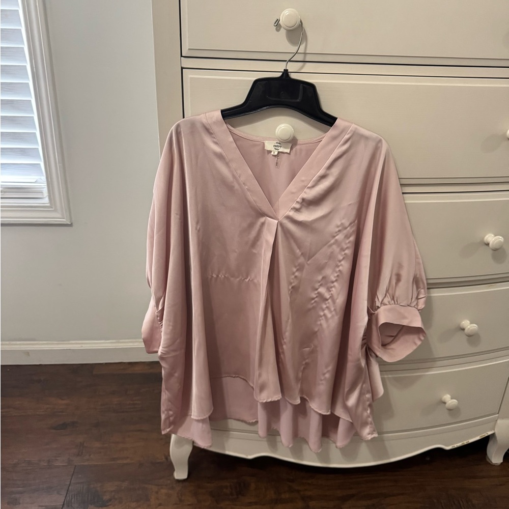 Entro Blush Pink V-Neck Blouse